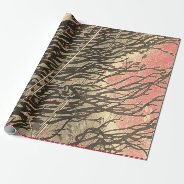 JAPANESE ABSTRACT ART BRANCHES AT SUNSET GIFT WRAP (Unrolled)