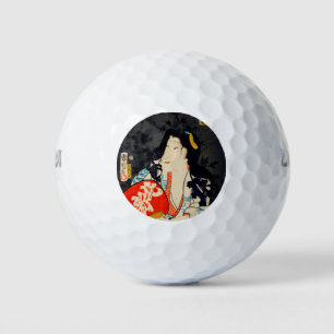 Japanese Actress by Toyohara Kunichika Golf Balls