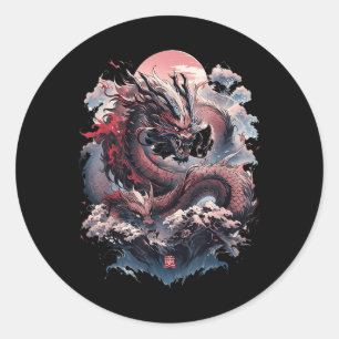 Japanese Aesthetic Dragon Japanese Art Japan Tatto Classic Round Sticker
