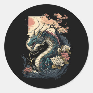 Japanese Aesthetic Dragon Japanese Art Japan Tatto Classic Round Sticker