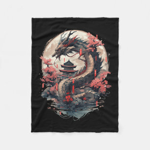 Japanese Aesthetic Dragon Japanese Art Japan Tatto Fleece Blanket