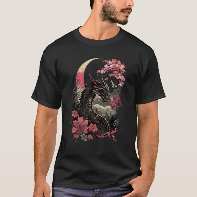 Japanese Aesthetic Dragon japanese art Japan Tatto T-Shirt (Front)