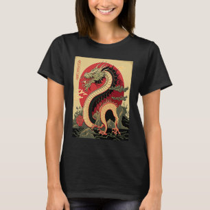 Japanese Aesthetic Red Dragon Symbol Kanji Japan T-Shirt