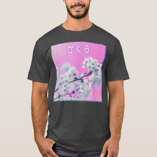Japanese Aesthetic Vaporwave glitch Sakura T-Shirt