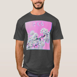 Japanese Aesthetic Vaporwave glitch Sakura  T-Shirt