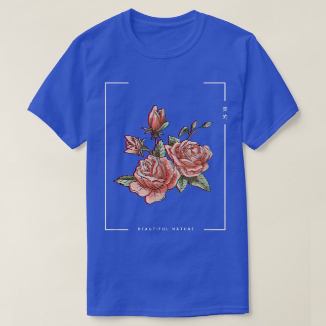 Japanese Aesthetic Vaporwave Nature Flower Glitch  T-Shirt (Design Front)
