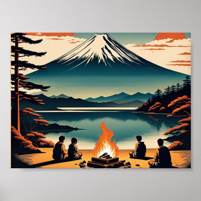 Japanese AI Mt Fuji Camping Poster (Front)