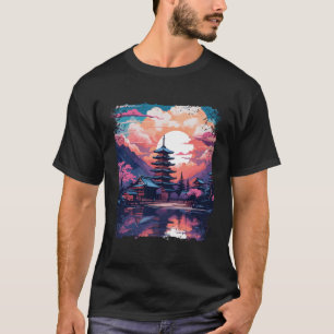 Japanese Alps Japan Takayama Village Vaporwave T-Shirt