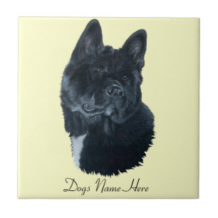 Japanese/American black akita dog tile
