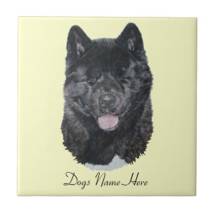 Japanese/American black brindle akita dog art Tile