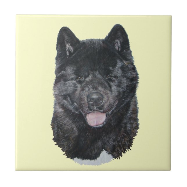 Japanese/American black brindle akita dog art tile (Front)