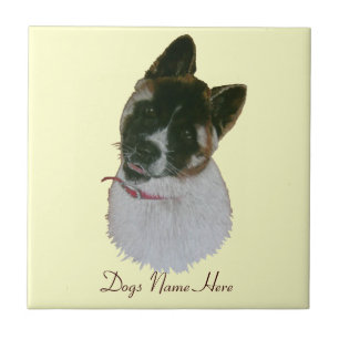 Japanese/American cute akita puppy dog art tile