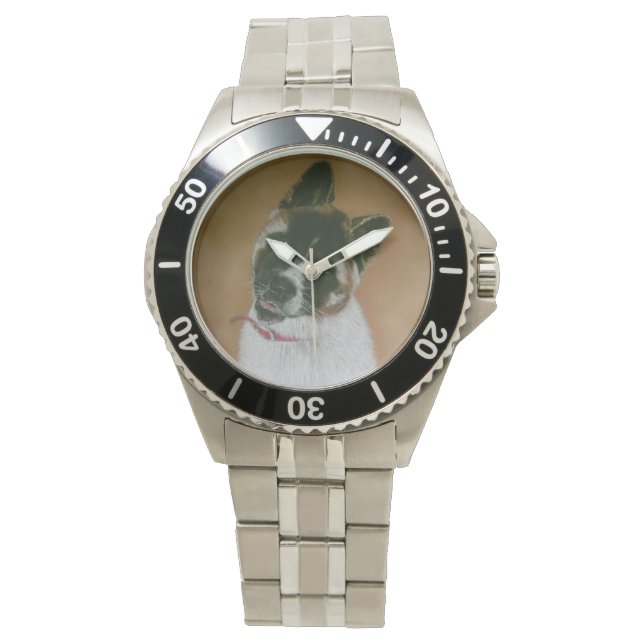 Japanese/American cute pinto puppy akita watch (Front)