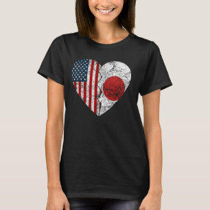 Japanese American Flags Heart United States Japan  T-Shirt