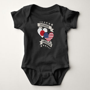 Japanese American Heart Flags Japan America Baby Bodysuit