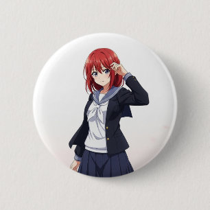 Japanese animated female characters 6 cm round badge
