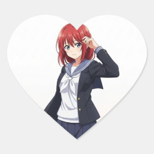 Japanese animated female characters heart sticker