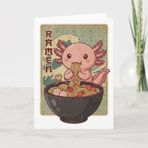 Japanese Anime Axolotls Ramen Black Axolotl Eating Card