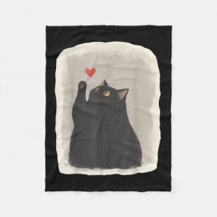 Japanese Anime Cute Cat Heart Kawaii Black Cat Hea Fleece Blanket