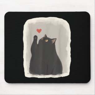 Japanese Anime Cute Cat Heart Kawaii Black Cat Hea Mouse Pad