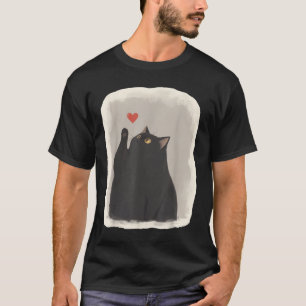 Japanese Anime Cute Cat Heart Kawaii Black Cat Hea T-Shirt