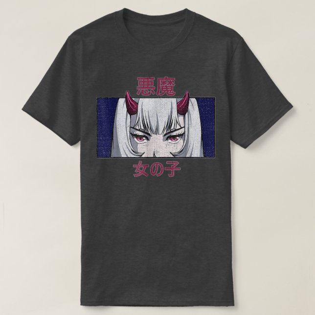 Japanese Anime Evil Girl Waifu Japan Kawaii Otaku  T-Shirt (Design Front)