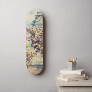 Japanese Anime Girl Japan Cherry Blossom Skateboard