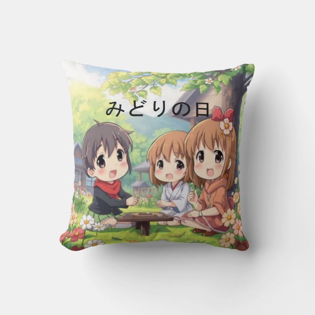 Japanese Anime Greenery Day みどりの日 Cushion (Front)