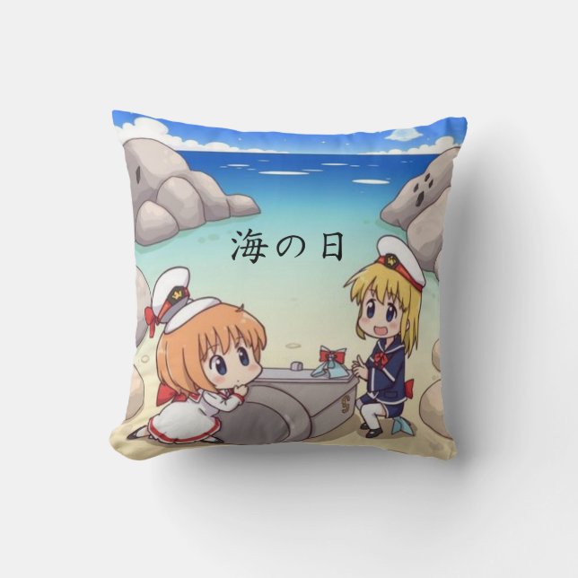 Japanese Anime Marine Day 海の日 Cushion (Front)