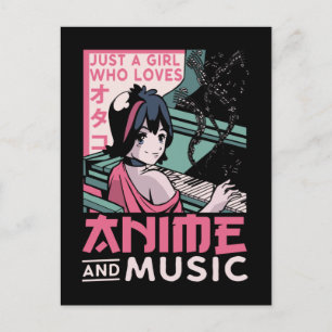 Japanese Anime Music Girl Otaku Piano Musician Postcard