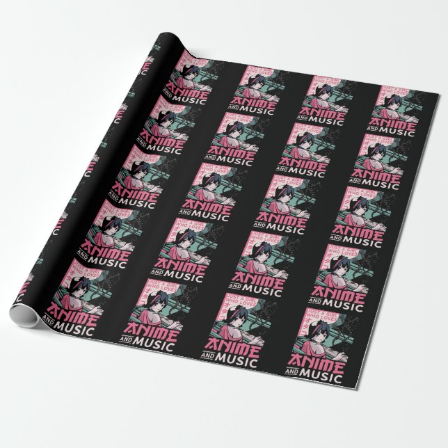 Japanese Anime Music Girl Otaku Piano Musician Wrapping Paper (Unrolled)