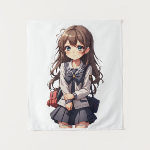 Japanese Anime School Girl Tapestry