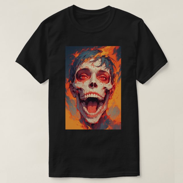 Japanese Anime Titan Attack Skull Fire 01 T-Shirt (Design Front)