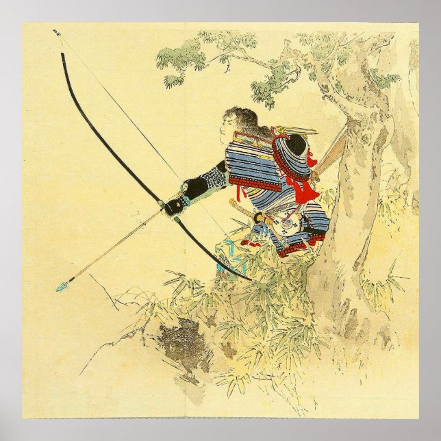 Japanese Art - A Samurai With A Longbow And Arrows Poster (Front)
