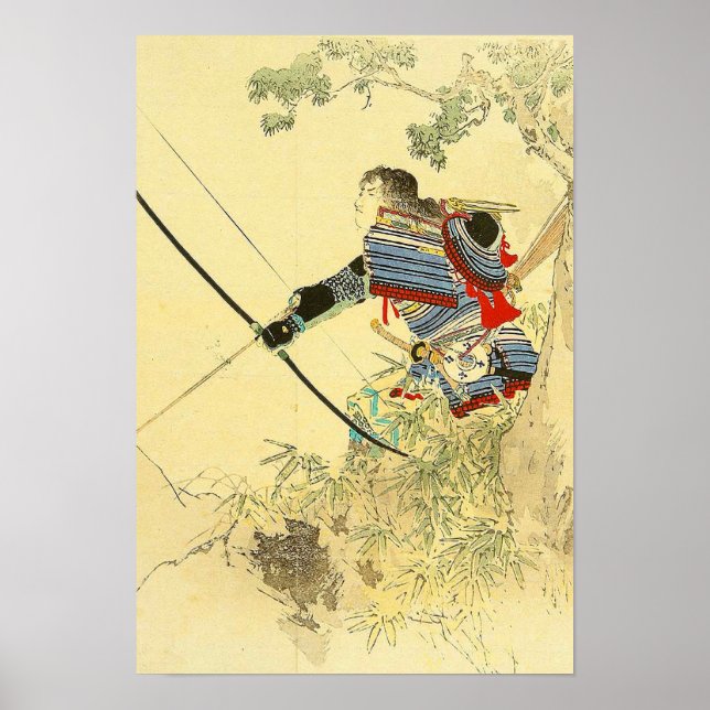 Japanese Art - A Samurai With A Longbow And Arrows Poster (Front)