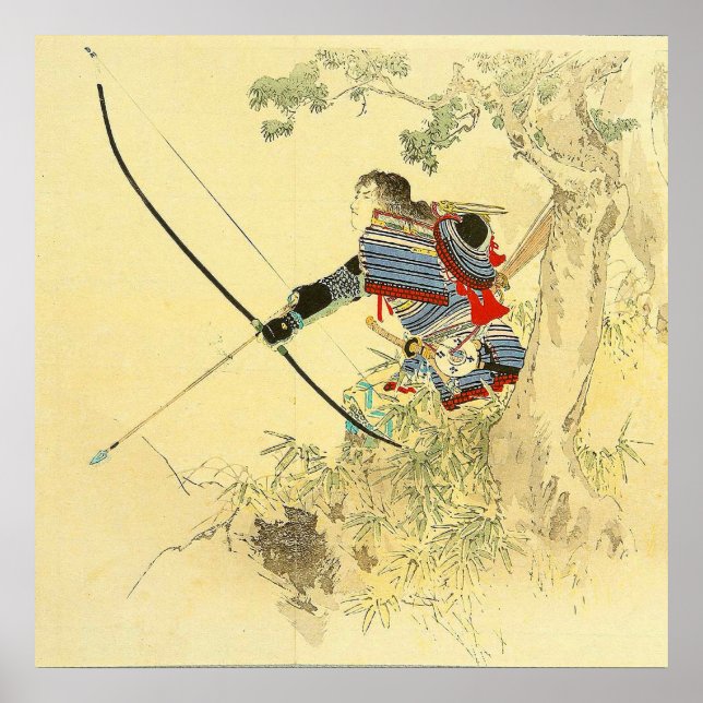 Japanese Art - A Samurai With A Longbow And Arrows Poster (Front)