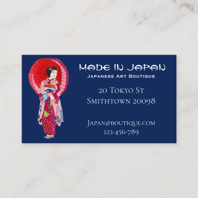 Japanese art boutique shop japan fashion business card (Front)