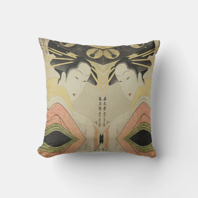 Japanese Art by Chokosai Eisho Cushion (Front)