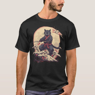 Japanese Art Cat Ninja Ukiyo-e Anime Samurai Cat S T-Shirt