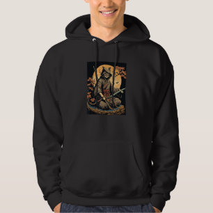 Japanese Art Cat Ninja Ukiyo-e Style Samurai Cat Hoodie