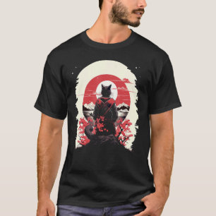 Japanese Art Cat Ninja Ukiyo-e Style Samurai Cat T-Shirt