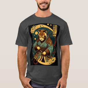 Japanese Art Cat Ninja Ukiyoe Samurai Cat  T-Shirt
