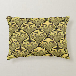 Japanese Art Deco: Black Gold Design Decorative Cushion