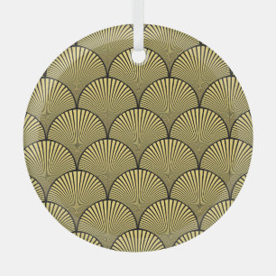 Japanese Art Deco: Black Gold Design Glass Tree Decoration