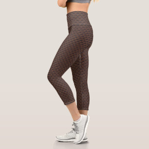 Japanese art deco style - Chocolate Capri Leggings