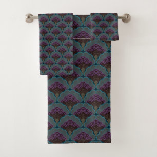 Japanese art deco style_Midnight Bath Towel Set