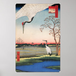Japanese Art Egrets Poster