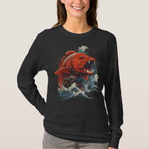 Japanese Art Fighting The Giant Carp Fisherman Gif T-Shirt