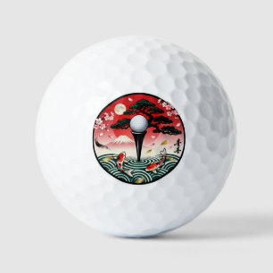 Japanese Art Golf Ball - Koi Fish and Mount Fuji 