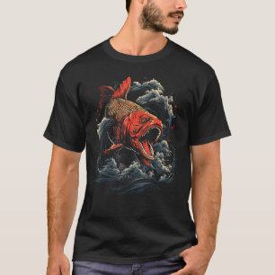Japanese Art Koi Fish Retro Ocean Waves Graphic T-Shirt